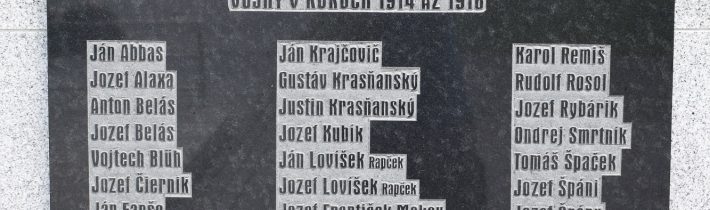 Pamätná tabuľa 100.výročia vzniku Českoslovenkej republiky a obetí 1.svetovej vojny v Považskej Bystrici