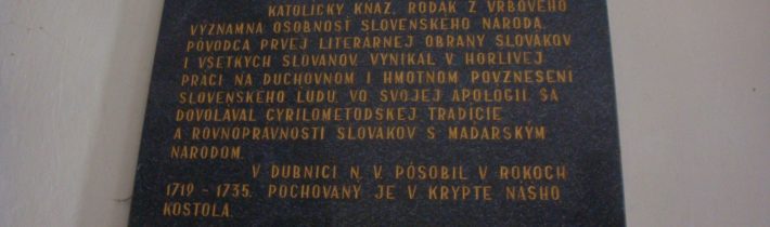 Pamätná tabuľa J. B. Magina v Dubnici nad Váhom